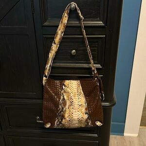Faux snakeskin slouch purse